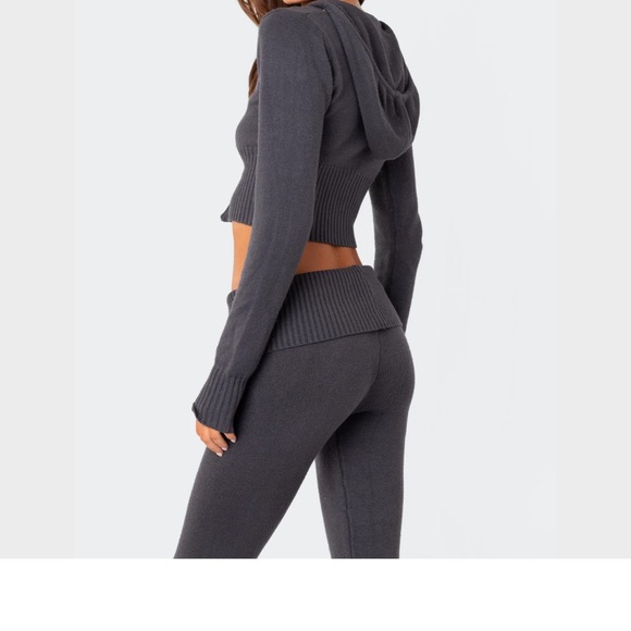 Dark Gray Ribbed Knit Set - Picture 2 of 2